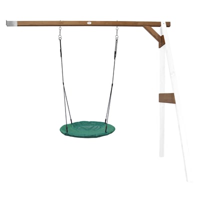 AXI Portique mural en bois Blanc Marron avec balancoire siege nid rond AXI HOUSE