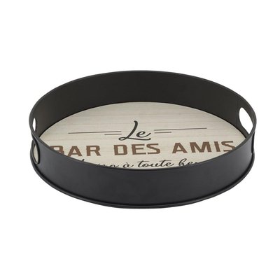 Plateau médium et métal noir Le bar des amis AUBRY GASPARD