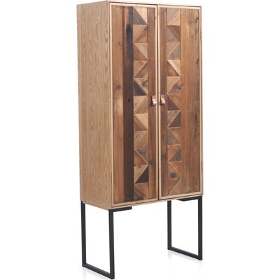 Armoire bois de frêne recyclé style rustique et base métal RECOLLECTION