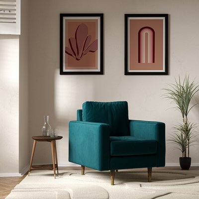Coco Mid-Century Velvet Armchair with Walnut Legs SO'HOME