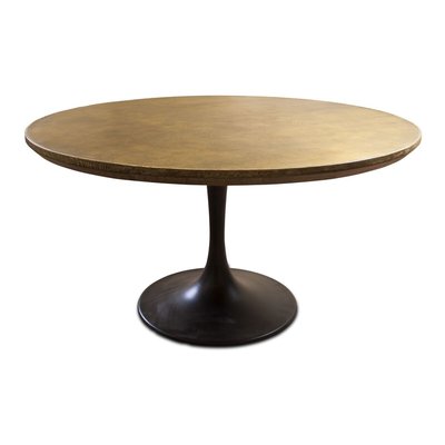 Table ronde en laiton et chêne LIVERPOOL PRODUIT INTERIEUR BRUT