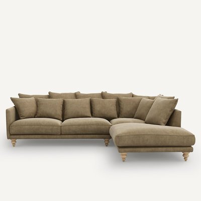 Canapé d’angle velours stonewashed, Lazare AM.PM