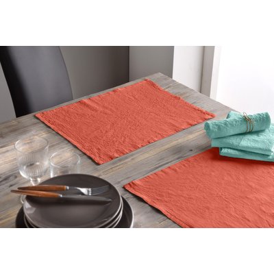 Lot de serviettes de table coton et lin uni BATON ROUGE