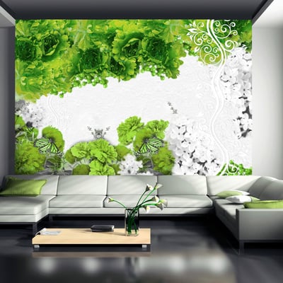 Papier peint intissé panoramique Fleurs Colors of spring: green EDEN