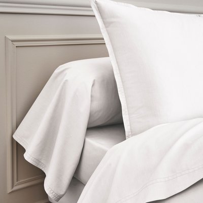 Taie de traversin percale blanc TERRE DE NUIT