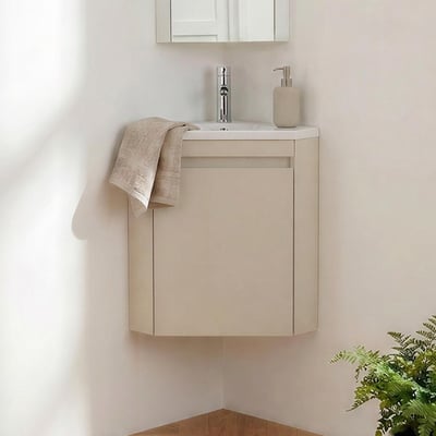 Meuble lave-mains d'angle suspendu avec vasque résine LISA MOB IN