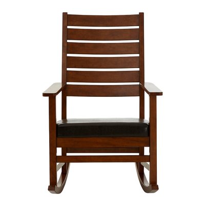 Brackstone Hevea Wood and Leather Rocking Chair SO'HOME