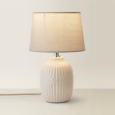 Small Geometric Ribbed Gloss Table Lamp with Tapered Shade SO'HOME