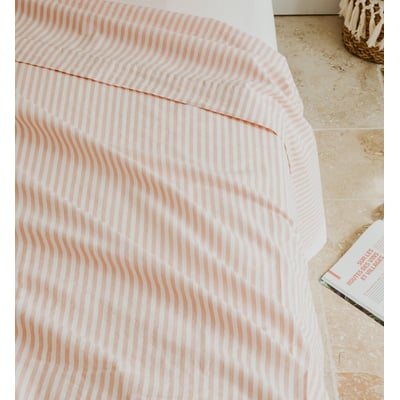 Drap plat 1 personne Percale de Coton Bio RAYÉ KADOLIS