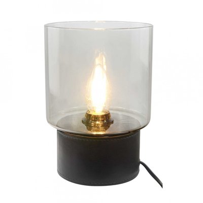 Lampe à poser aspect cuir et verre, ACOREL C-CREATION