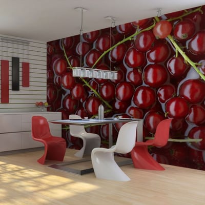 Papier peint intissé panoramique Motifs de cuisine Groseilles rouges dans l'eau EDEN
