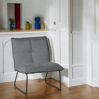 Fauteuil capitonné velours côtelé gris MALMOE PIER IMPORT