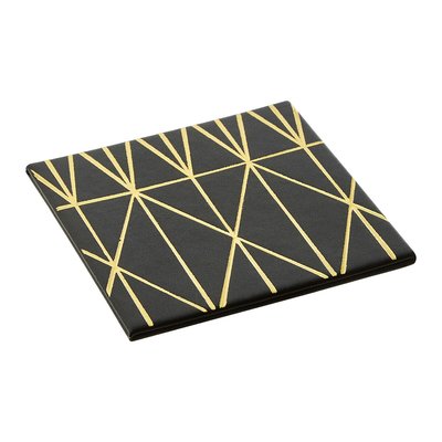 Set of 4 Black/Gold Leather Effect Coasters SO'HOME