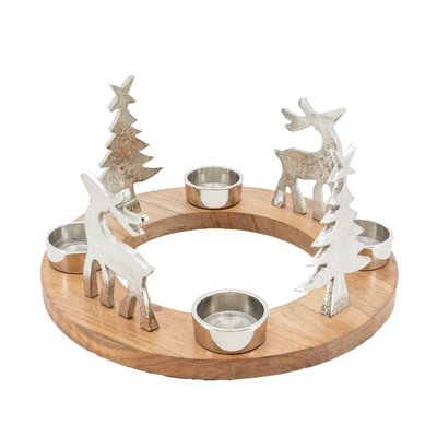 Support 4 bougies en bois et aluminium AUBRY GASPARD