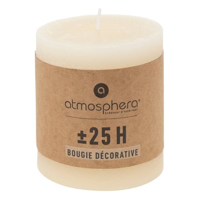 Bougie cylindre en cire aspect rustique OLIA ATMOSPHERA
