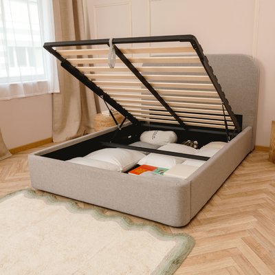 Lit Coffre NOVA tissu gris HYPNIA