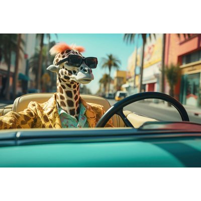 Tableau Mural Girafe Au Volant INSOLITE CEANOTHE
