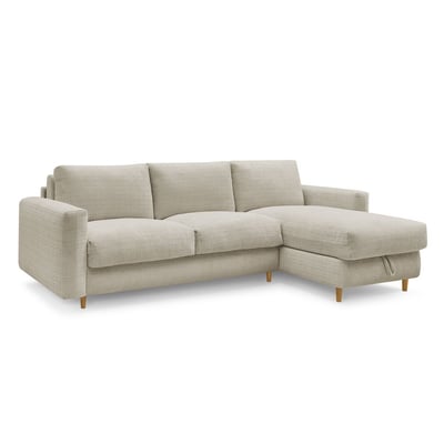Canapé d'angle convertible 4 places en tissu texturé couchage 140x200 cm, COCOONE BOBOCHIC