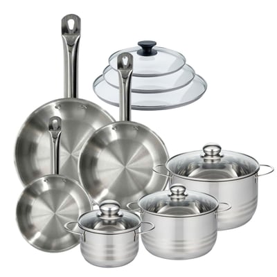 3 poêles 20/24/28cm + 3 faitouts 16/20/24cm ETERNA BRILLANT FACKELMANN