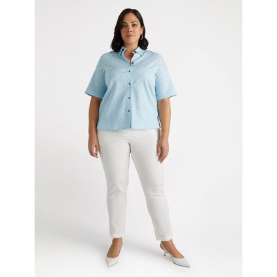 Chemise en lin stretch avec petits cabochons sur l’ensemble du devant FIORELLA RUBINO