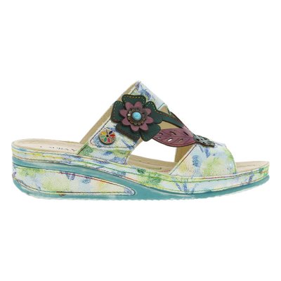 Mules FEMME Laura Vita en cuir bleues et à bande auto-agrippante LAURA VITA