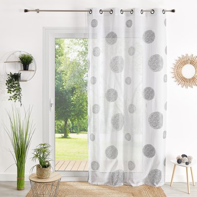 Voilage Etamine Brodé Ronds Mêlés blanc HOME MAISON