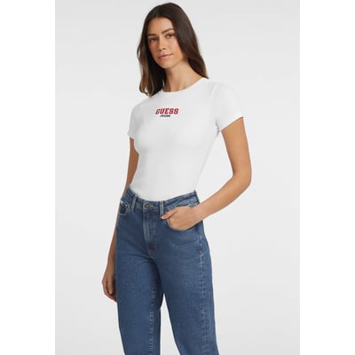 T-Shirt Slim Maille Côtelée Brodé GUESS JEANS