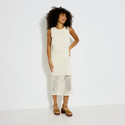 Robe longue en maille ajourée GRAIN DE MALICE