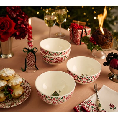 Set of 4 Christmas Tree Yuletide Cereal Bowl SPODE