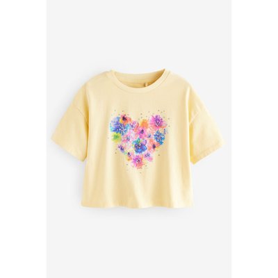 T-shirt avec cœur et fleurs à sequins NEXT