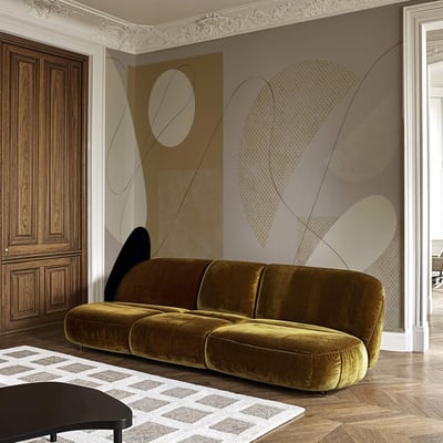 Papier peint panoramique et design de formes géométriques et abstraites crèmes - 85x260 cm (l x h) LA TOUCHE ORIGINALE