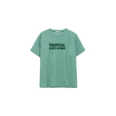 T-shirt larga às riscas, gola redonda, mangas curtas IKKS