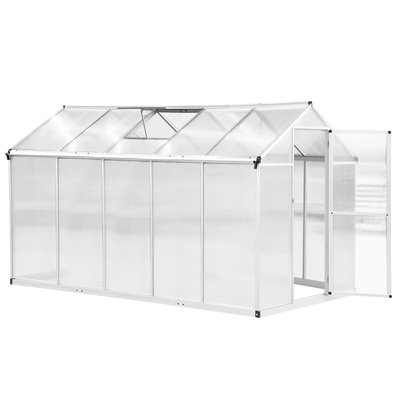Serre de jardin aluminium polycarbonate fondation lucarne porte OUTSUNNY