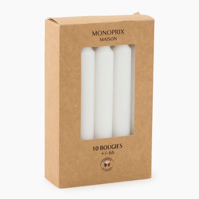 Boîte 10 bougies, 21x165mm MONOPRIX