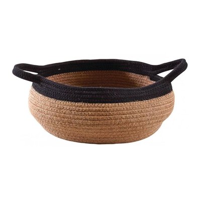Corbeille ronde en jute naturelle et noire 2 anses AUBRY GASPARD