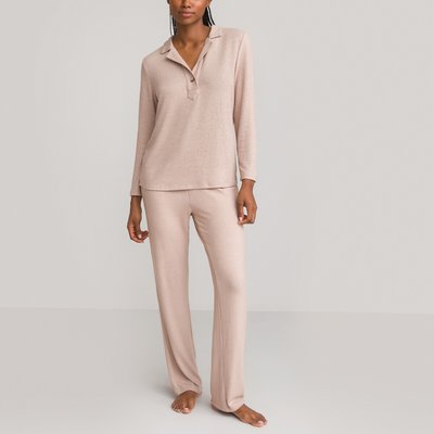Pyjama mit Jackenkragen, Jersey LA REDOUTE COLLECTIONS