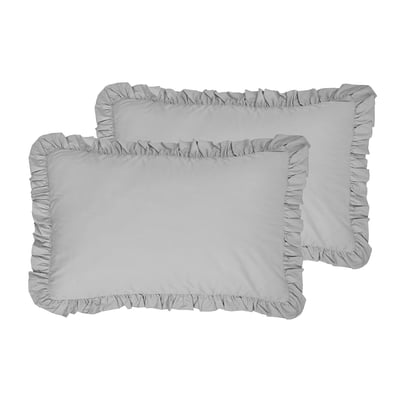 Lot de 2 taies d'oreiller à volant froncé SOFT PERCALE LILY SENSEI MAISON