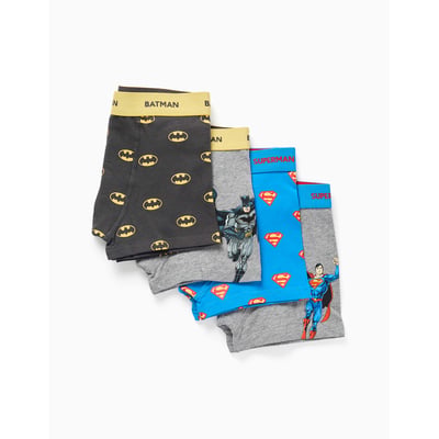 Lot de 4 boxers en coton à imprimés Batman et Superman ZIPPY