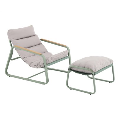 Fauteuil relax en acier et polyester avec repose-pieds OVIALA
