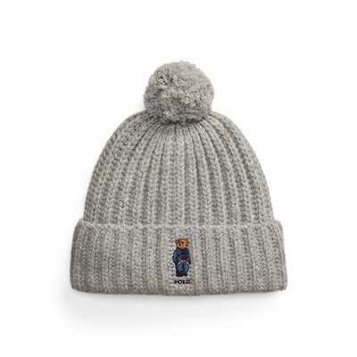Wool/Cashmere Beanie with Embroidered Polo Bear POLO RALPH LAUREN