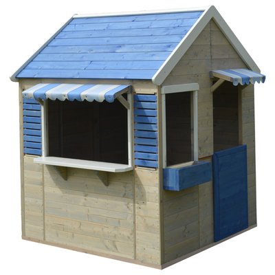 Kangui - Maison de jardin enfant extérieur - Cabane en Bois avec plancher - Toit étanche - Bleu et Blanc KANGUI