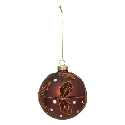 Boule verre feuilles D.8 cm FEERIC LIGHTS & CHRISTMAS