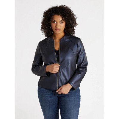 Blouson de motard en tissu laminé, avec de grosses surpiqûres soleil FIORELLA RUBINO