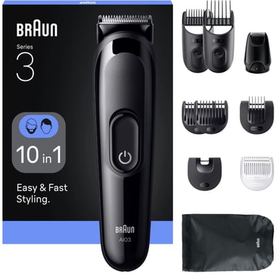 Tondeuse multi usages AIO 3560, 14 hauteurs de coupe, précision 0,5 mm, autonomie 50 mn BRAUN