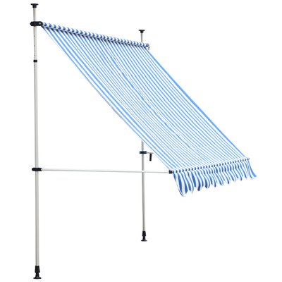 Store banne manuel rétractable bleu blanc rayé OUTSUNNY