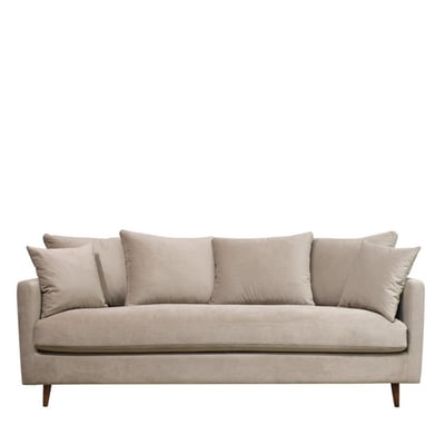 Canapé convertible 4 places en velours pieds bois foncé- VILLABON DRAWER
