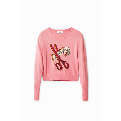Pull brodé ciseaux - RED - L DESIGUAL