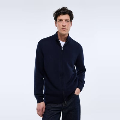 Gilet zippé col montant en mélange laine et cachemire MONOPRIX