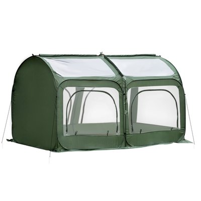 Serre de jardin pop-up 4 portes zippées enroulables sac transport PVC vert OUTSUNNY