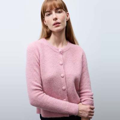 Cardigan en côte perlée contenant de l'alpaga MONOPRIX